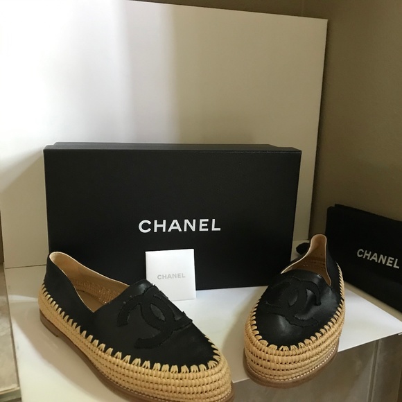 chanel grosgrain espadrilles